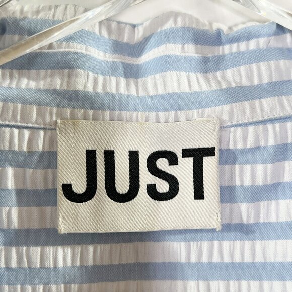 Just Female Seersucker Blue and White Striped Blouse - Picture 3 of 8